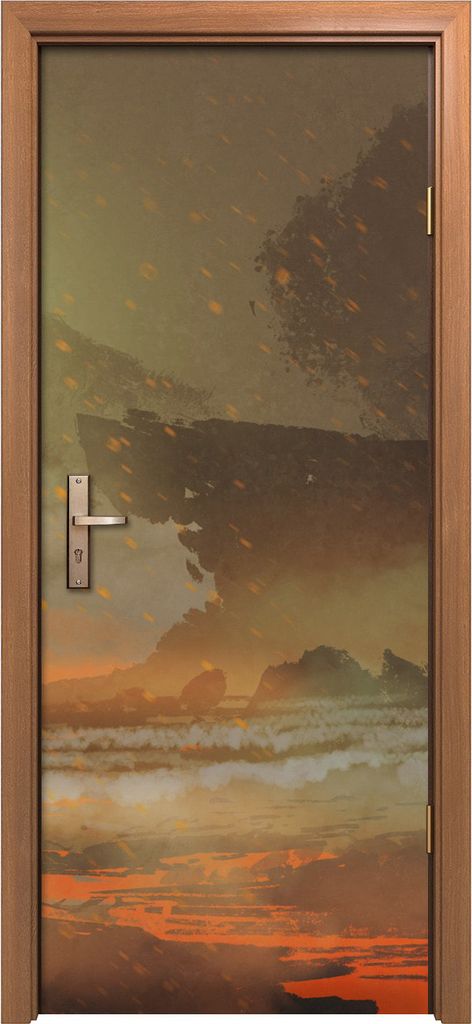 Türposter 80x200 cm Türaufkleber Türtapete Türfolie Klebefolie Astronaut und Planeten mit Vulkanen