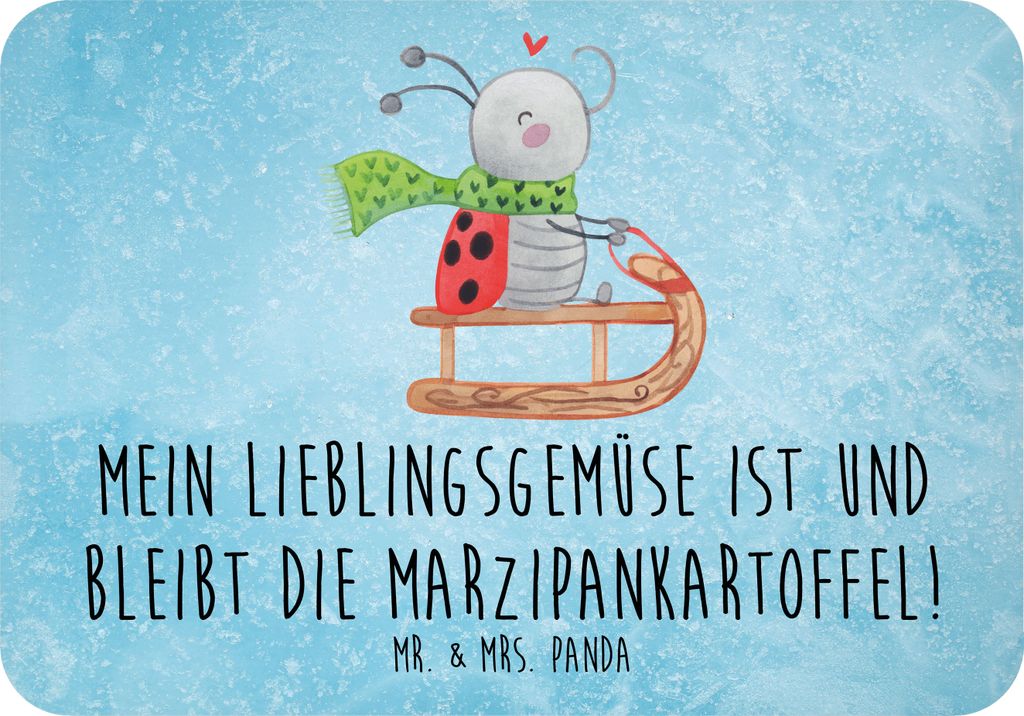 Mr. & Mrs. Panda magnet Smörle Rodeln - Eisblau - Geschenk, Weihnachten, Schlittenfahren, Winter, Kühlschrankmagnet, Marzipan, rechteckmagnet, wh...