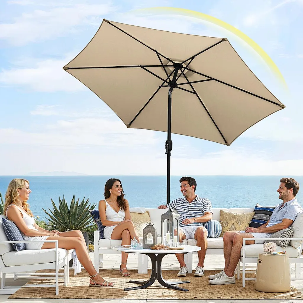 Parasol Anti-UV 50+ Résistant et Pliable Taupe Ø 270 cm Izrielar sans Pied