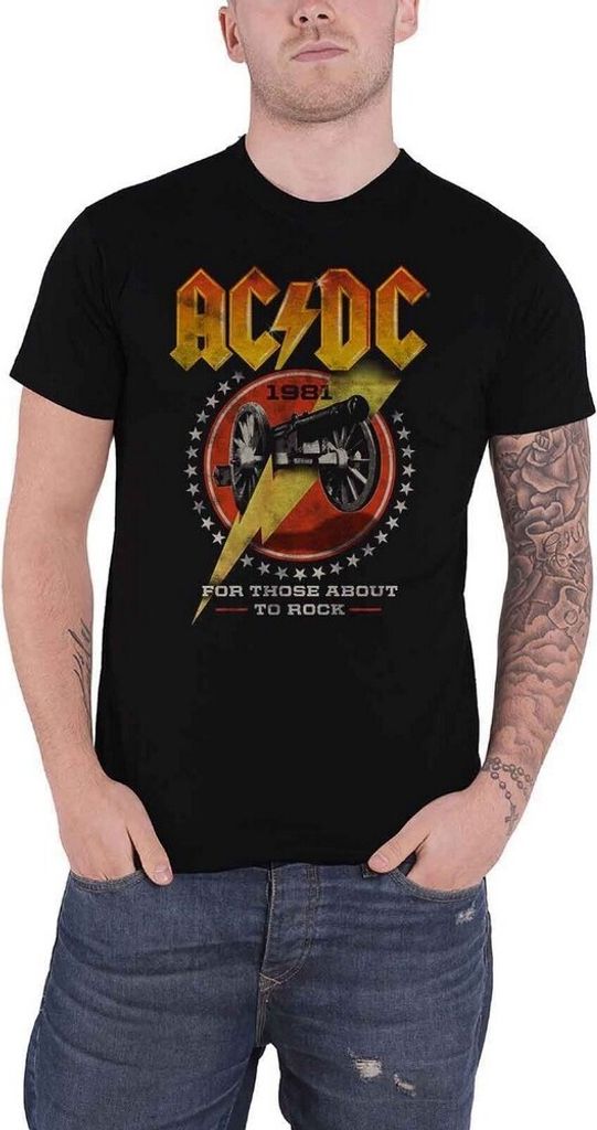 AC/DC - "For Those About To Rock ́81" T-Shirt für Herren/Damen Uni RO1439 (L) (Schwarz)