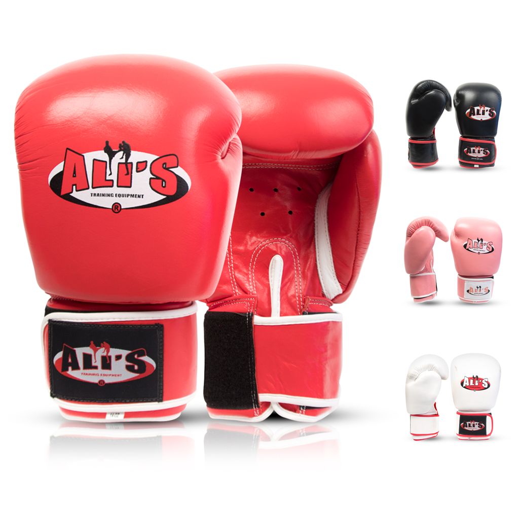 Ali's Fightgear Boxhandschuhe BG TR Rot – 10 oz – Leder – Profi & Training – Für Boxen, Kickboxen & Sparring – Größe S/M