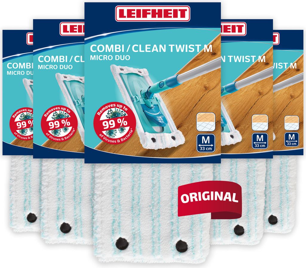 Leifheit Wischbezug Ersatz Bezug CLEAN TWIST M / Combi M micro duo 5er Set