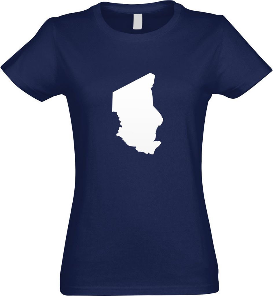 Kiwistar - T-Shirt tailliert - Damen - Navy - Tschad Umriss Kontur - mit Motiv Bedruckt - Funshirt Design - Sport - Freizeit - Damen - XL