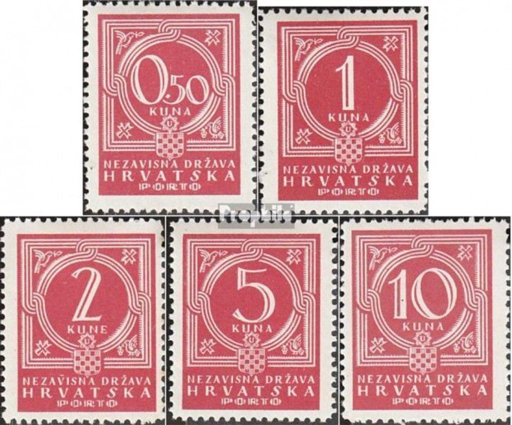 Briefmarken Kroatien 1941 Mi P6-P10 (kompl.Ausg.) postfrisch Portomarke