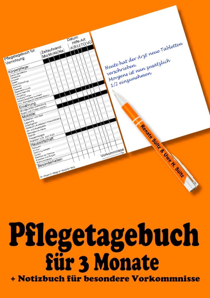 Pflegetagebuch für 3 Monate - inkl. Notizbuch Produktbild 