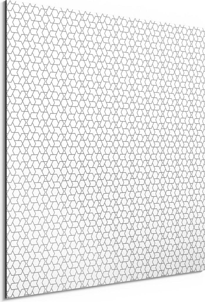 DEQORI Alu-Dibond Bild Weiß 50x50 cm 'Technolinie Musterung' Wandbild Metall dünn Design