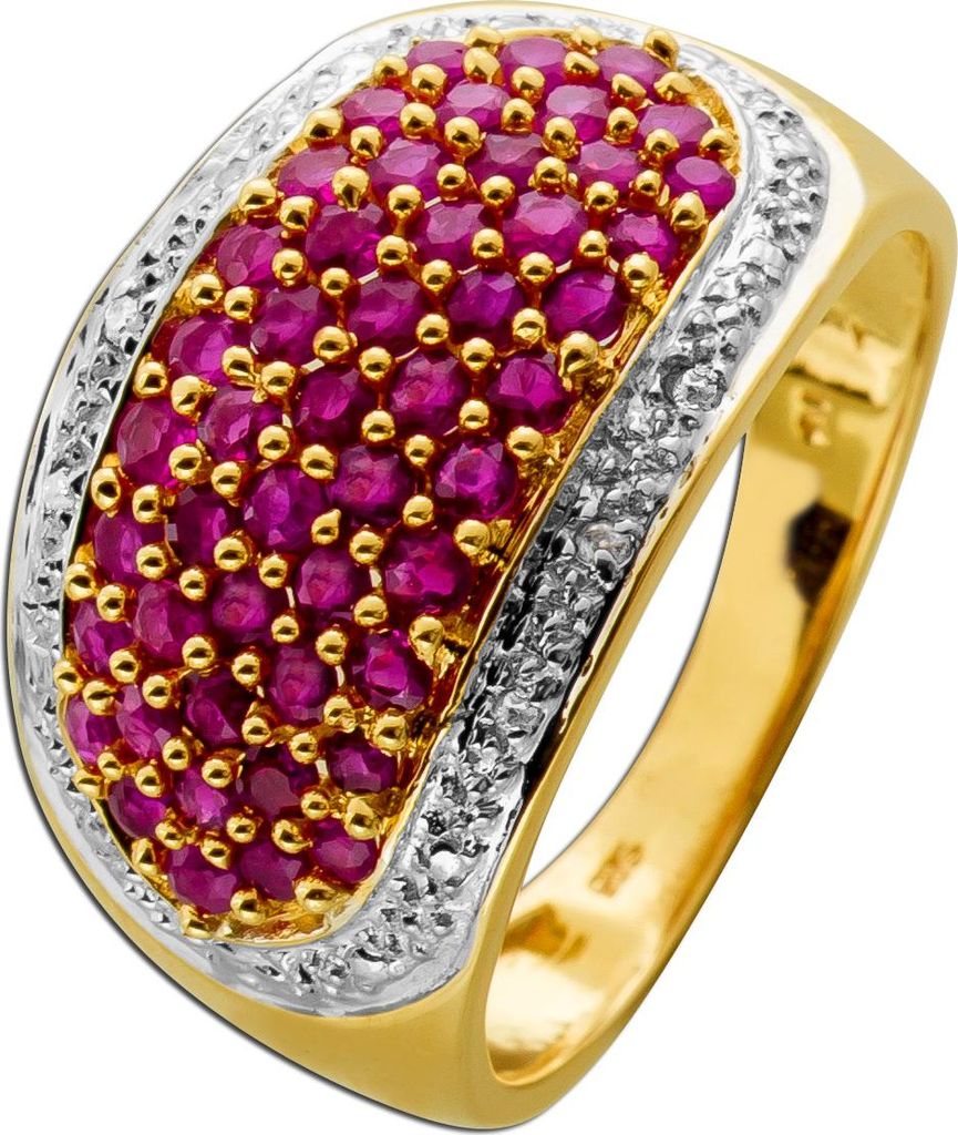 Rubinring Gold 585 14K rote Edelsteine 3.9ct Brillanten 0.03ct 19