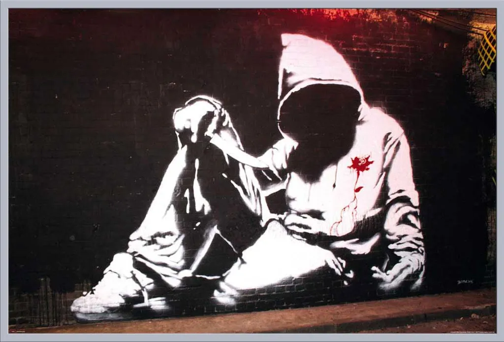 Cadre Shinsuke Argenté avec Affiche Banksy Graffiti et Vitre Incassable