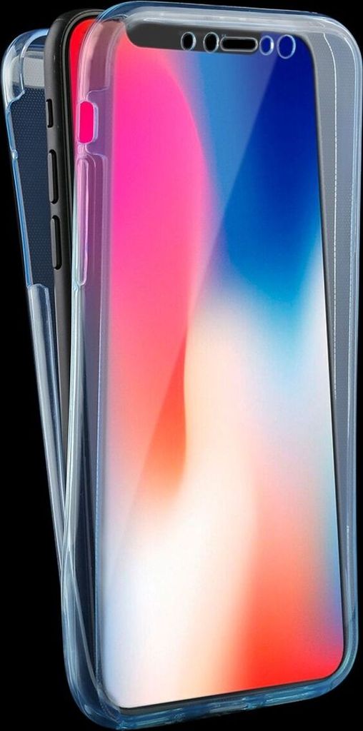 Crystal Case Hülle für Apple iPhone XS Blau Rahmen Full Body