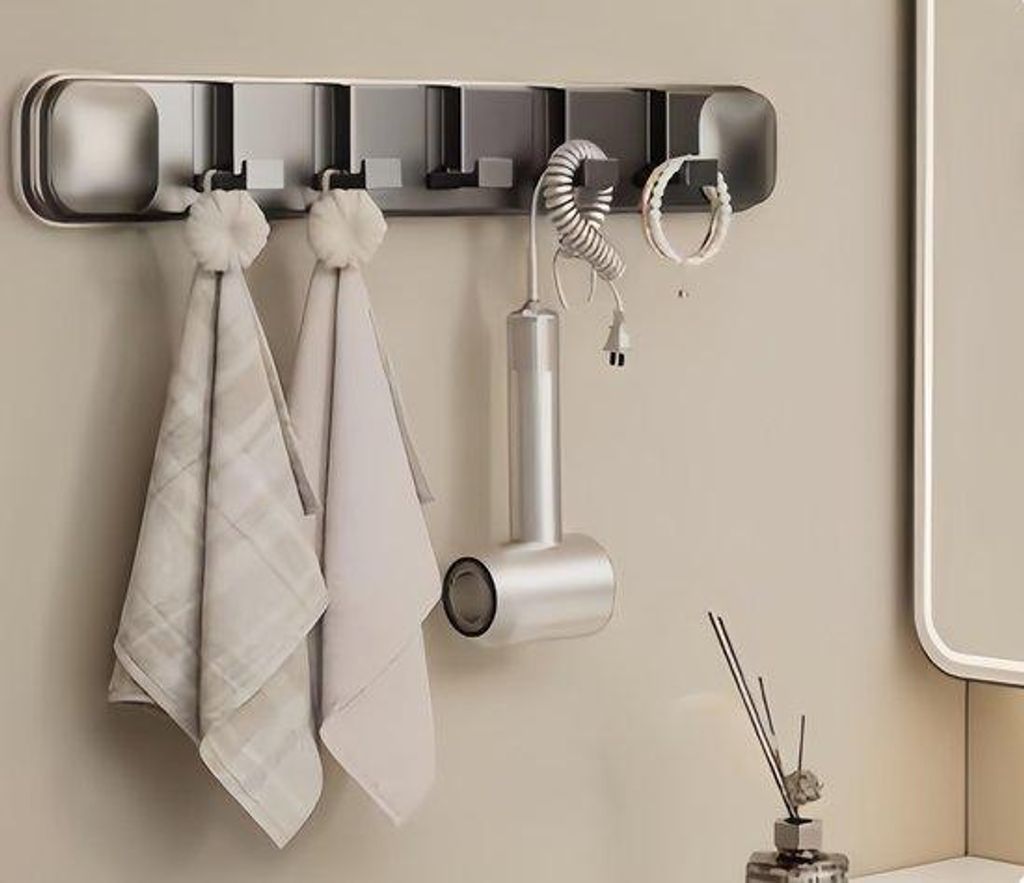 Moderner Garderobeklammer mit 5 Haken, Pinnwand für die Wand, einprägsamer, minimalistischer, weißer Schrankorganisator.