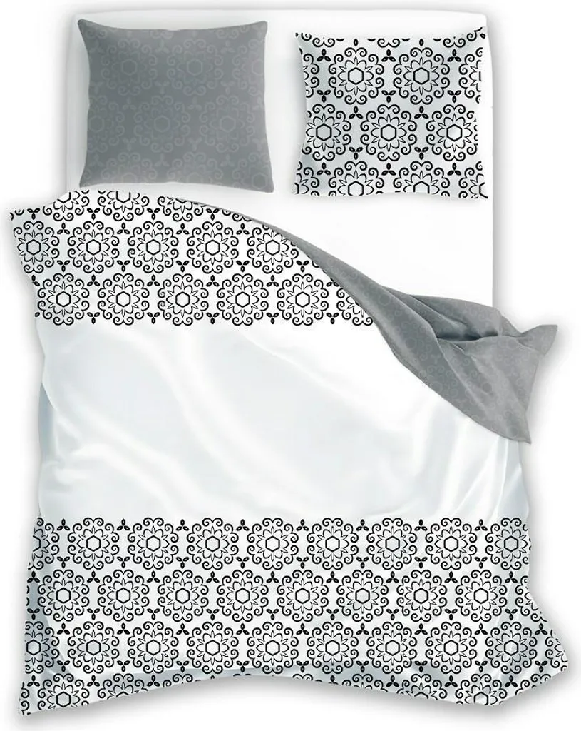 Offerta Set Letto Faro Glamour 017 Cotone 140x200 Grigio Bianco