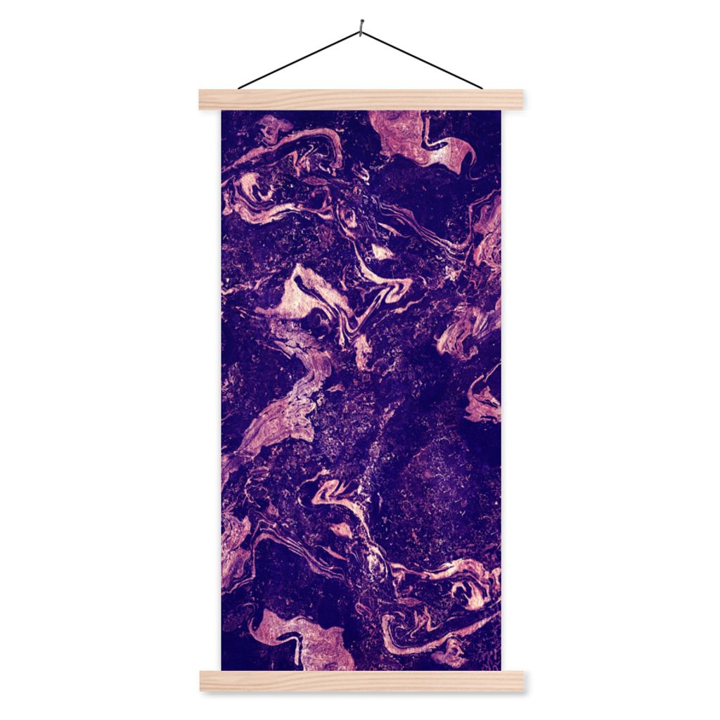 MuchoWow Textilposter Marmor - Naturstein - Mineralien 40x80 cm mit holzfarbenen Rahmen - Wohnzimmer
