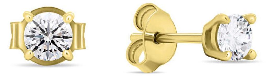 Gold-plated stud earrings with clear zircons EA580/1/2/3/4Y - Diameter: 0.8 cm