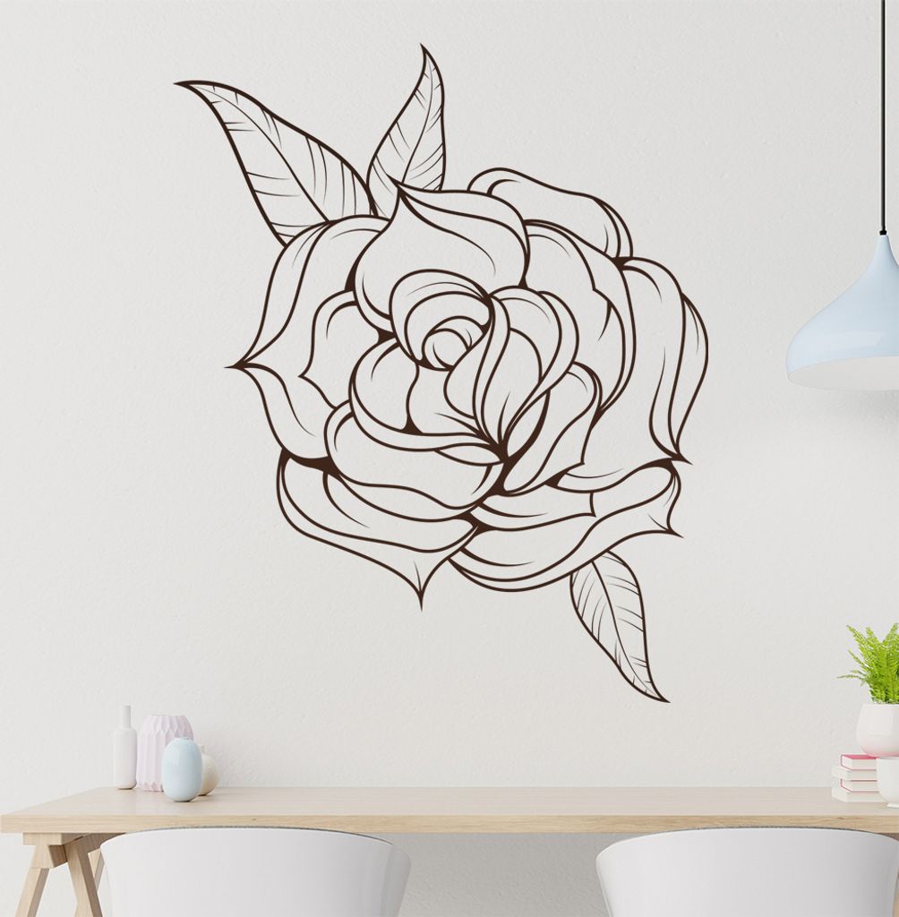 KIWISTAR Feine Rose Flower Liebe Wandtattoo in 6 Größen - Wandaufkleber Wall Sticker - Dekoration, Küche, Wohnzimmer, Schlafzimmer, Badezimmer