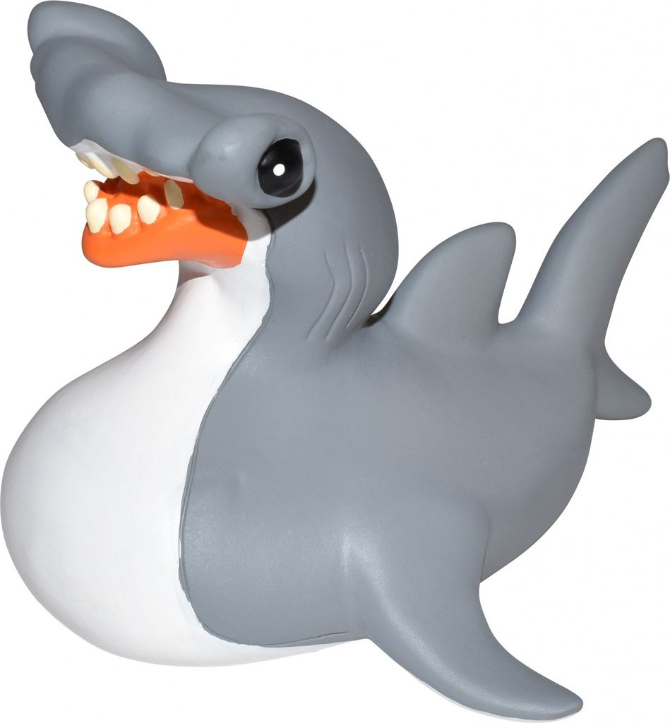 Wild Republic Rubber Duck Hammerhead, Badeente aus Gummi, Junge/Mädchen, Gummi, Grau, Orange, Weiß