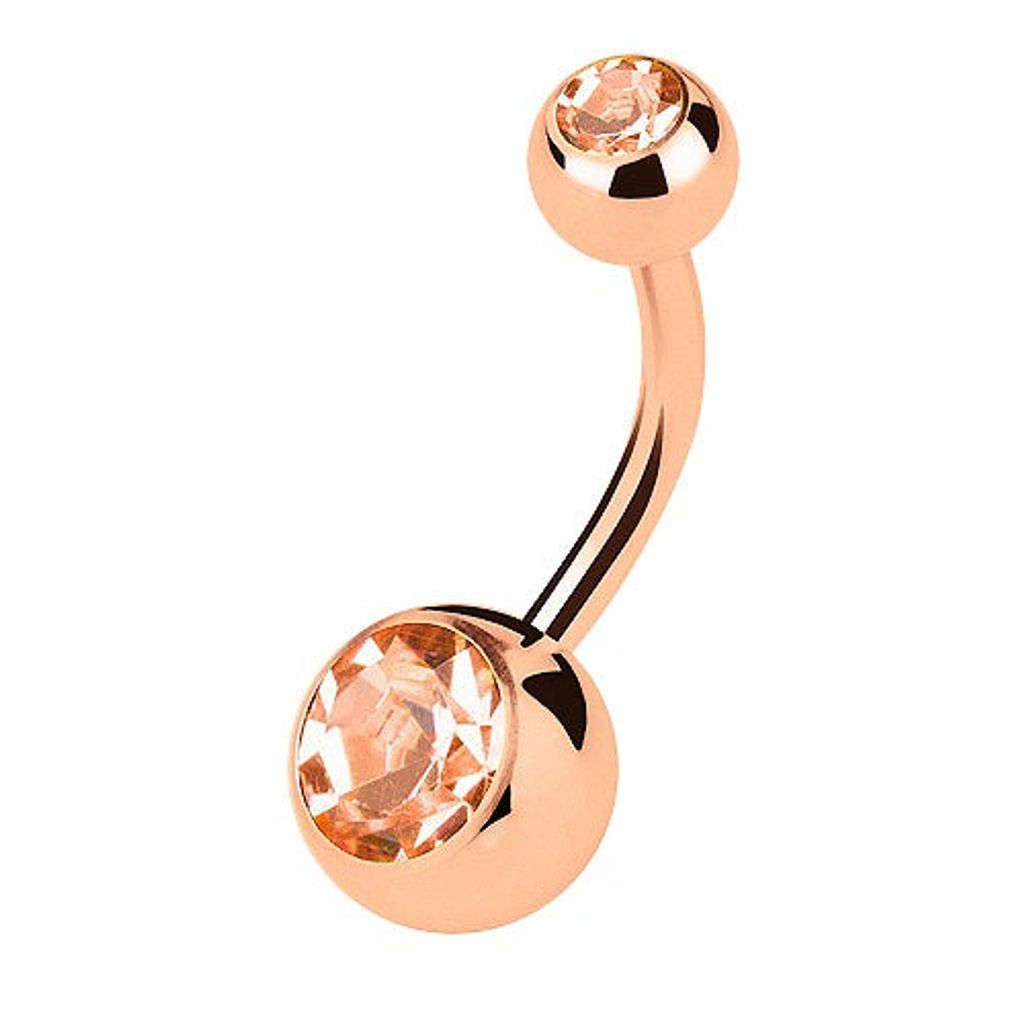 Taffstyle Bauchnabelpiercing Bauchnabelpiercing Stecker Rosegold vergoldet Doppel Multi Kristall, Bronze