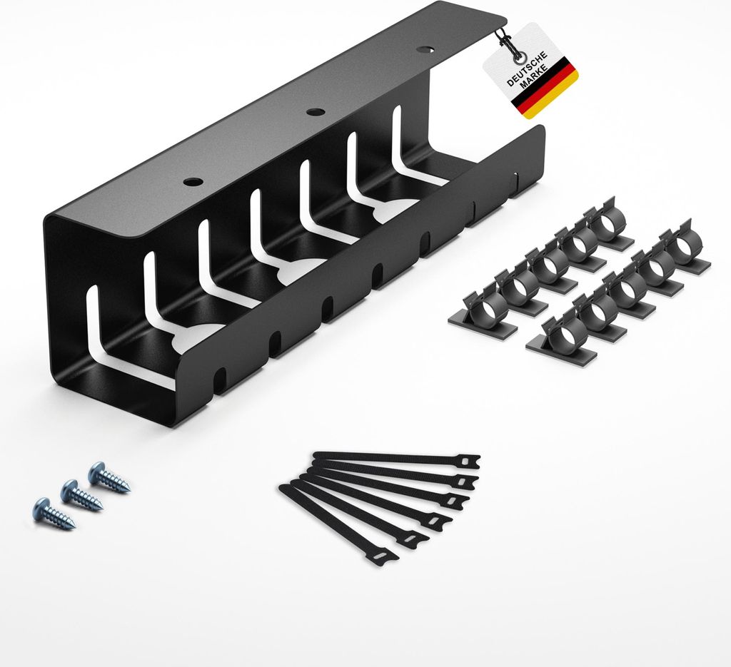 Albatros Kabelkanal Schreibtisch Schwarz Komplettset A - Kabelmanagement Schreibtisch für Ordnung und Produktivität, Organizer für Kabelführung...