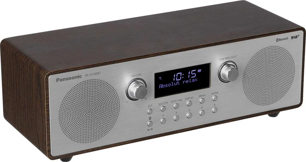 Radio Panasonic RF-D100BT DAB+ et FM Bluetooth avec Finition Bois Brun