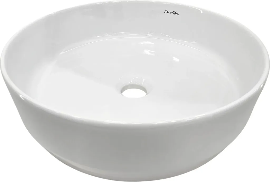 Vasque ronde à poser en céramique blanche brillante 40 cm - Modèle Ekan