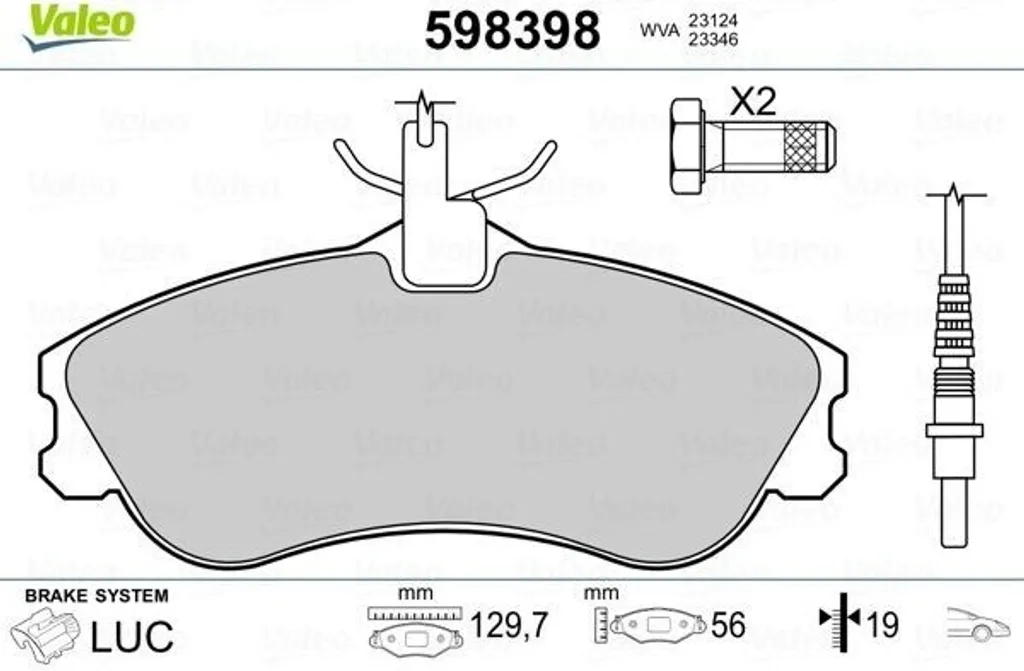 Plaquettes de frein Valeo 598398 OE 4252 13 pour Berlingo et Xsara