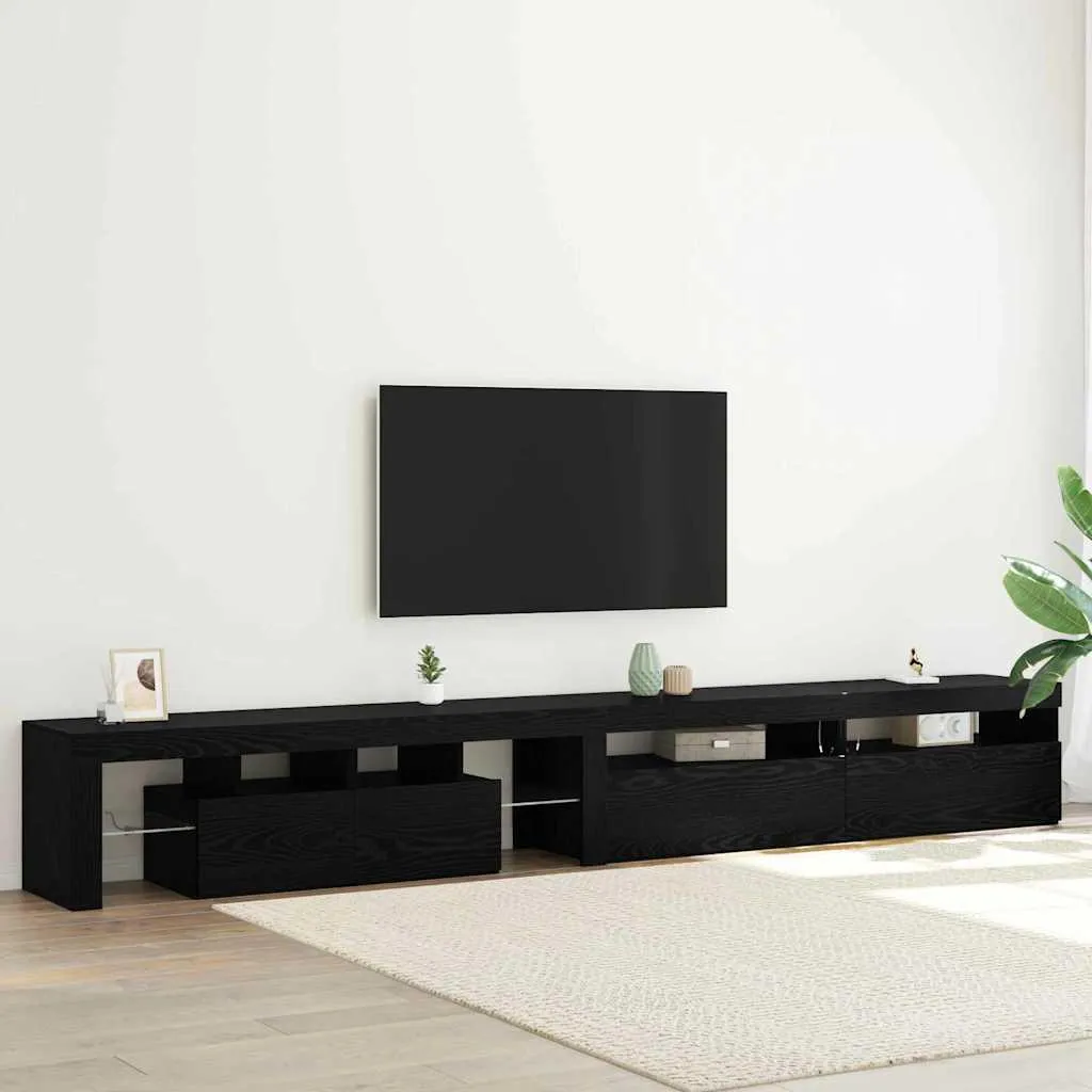 Meuble TV chêne noir 290 cm : rangez tout et sublimez votre grand salon