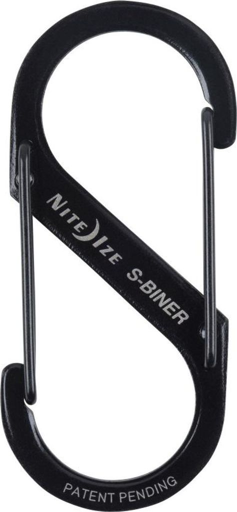 Schwarzer Edelstahl-Doppelkarabiner, 7 cm, 11 kg, Nachtgröße