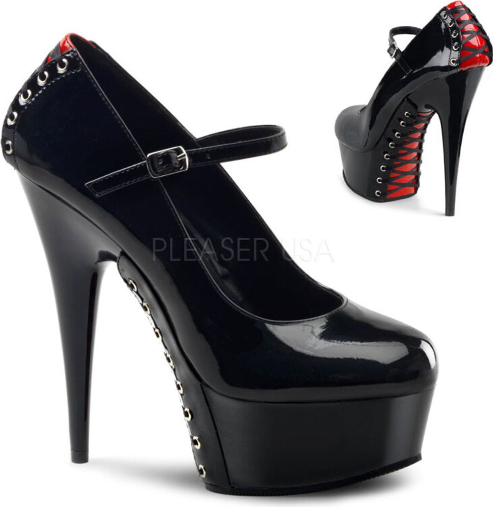 PLEASER DELIGHT-687FH Plateaupump mit Korsettschnürung