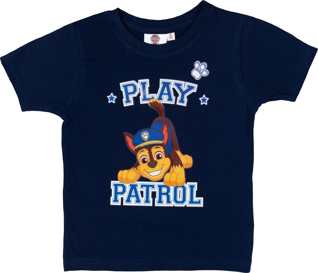 Paw Patrol T-Shirt für Jungen – Play Patrol Oberteil Kinder Shirt kurzärmlig Blau 98-104