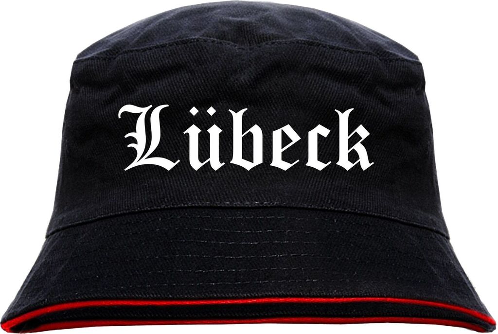 Lübeck Anglerhut - Altdeutsche Schrift - Schwarz-Roter Produktbild 