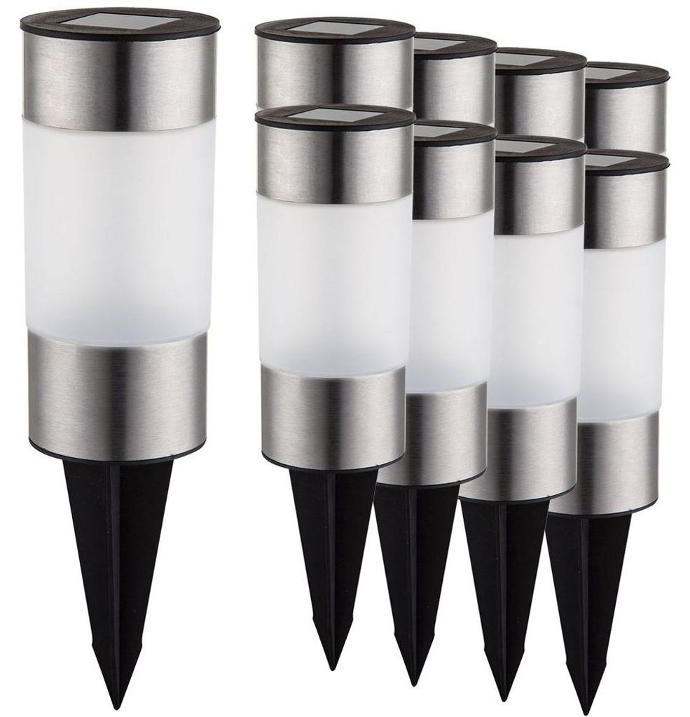 9er Set Solar-Steckleuchte, Edelstahl, H 23,5 cm Produktbild 
