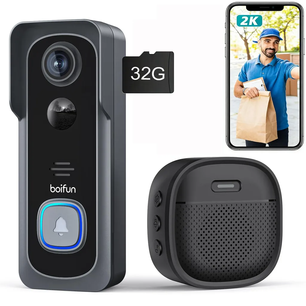 Visiophone Sans Fil avec Batterie Longue Durée et Vision Infrarouge Noire