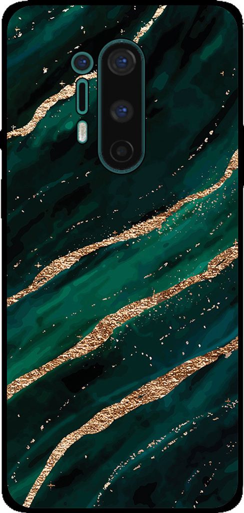 Smartphonica Phone Case Fit für OnePlus 8 Pro mit Marmor-Druck - TPU zurück Abdeckung Fall Marmor-Design - Grün Gold
