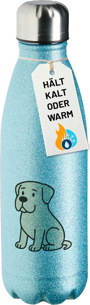 Huuraa Trinkflasche Mastiff Comic Masti 500ml Blue Edelstahl Wasserflasche Trinkflasche Geschenkidee