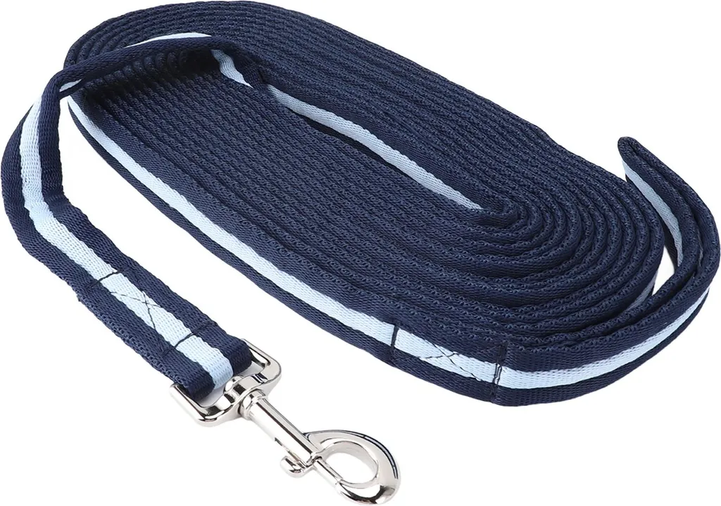Longe de travail 8m bleu marine et rênes en polyester pour chevaux - 3