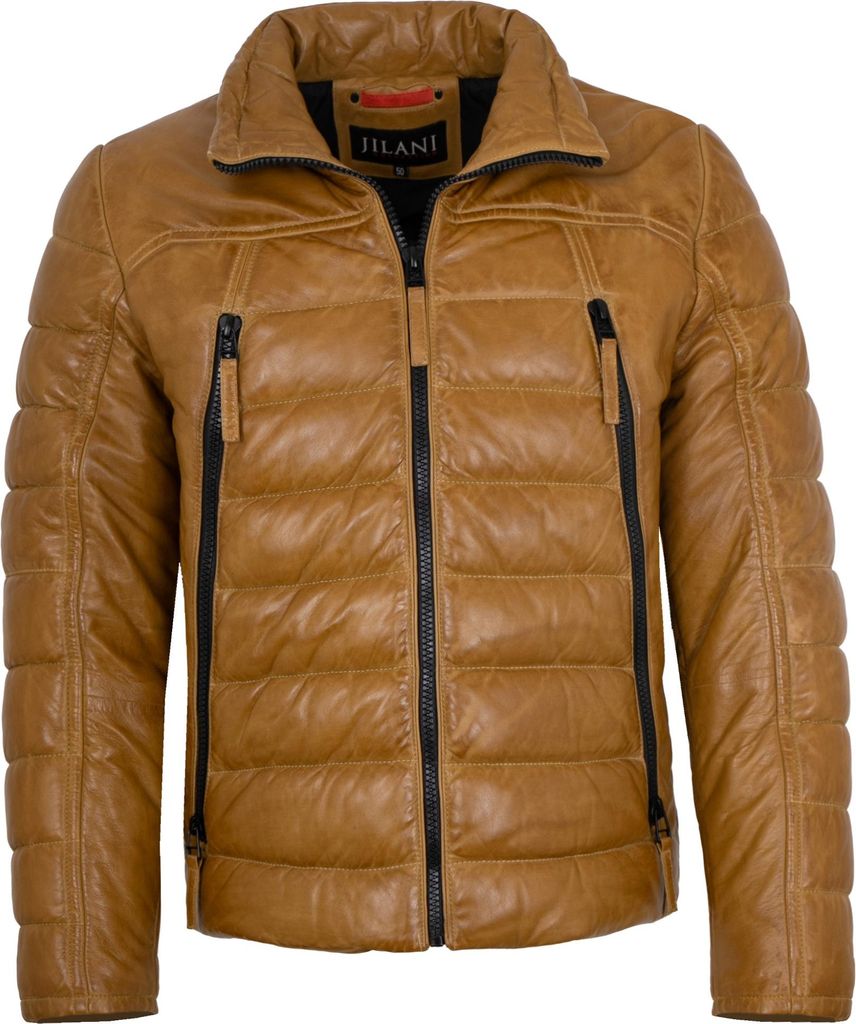 Jilani - Herren Lederjacke Steppjacke Lammnappa mustard-senfgelb : 54