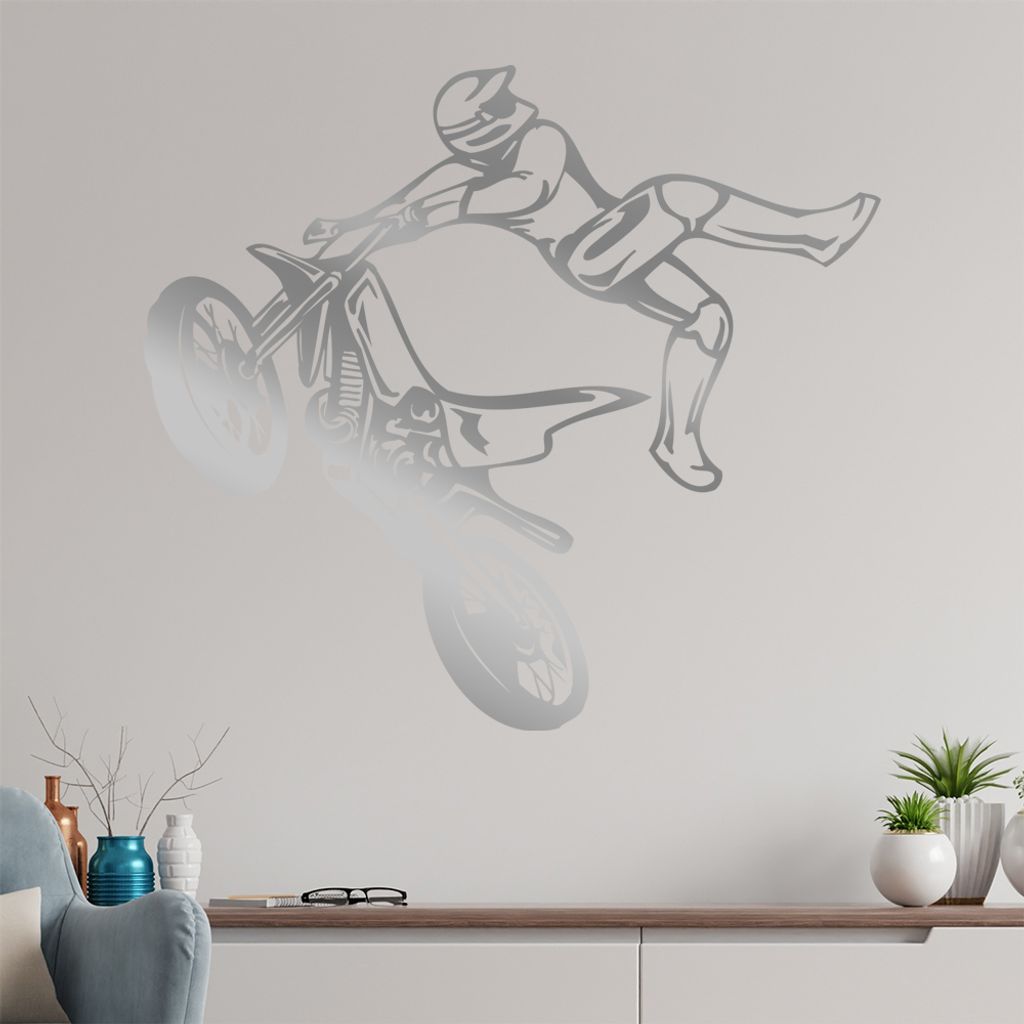 Motocross Jump Wandtattoo in 6 Größen - Wandaufkleber Wall Sticker - Dekoration, Küche, Wohnzimmer, Schlafzimmer, Badezimmer