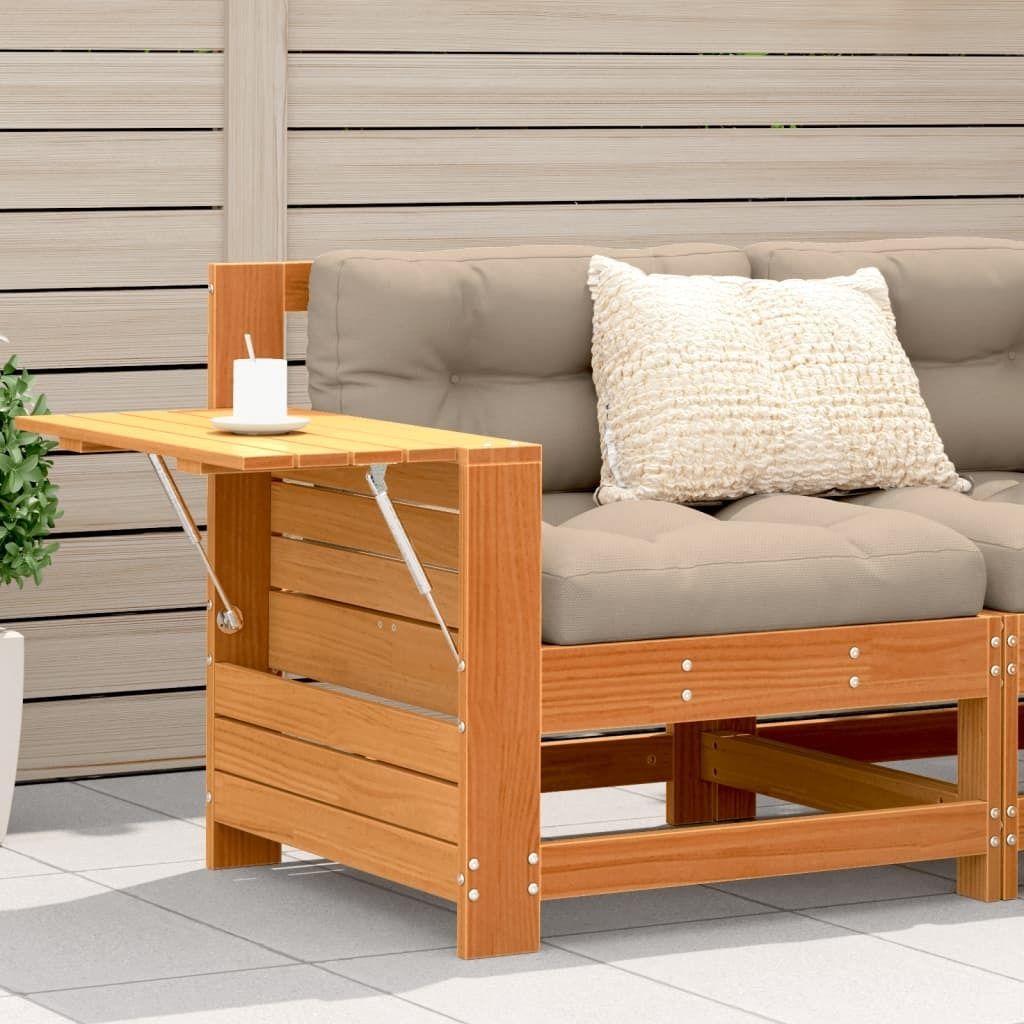 CLORIS Gartensofa mit Armlehne und Beistelltisch Massivholz Kiefer 844880