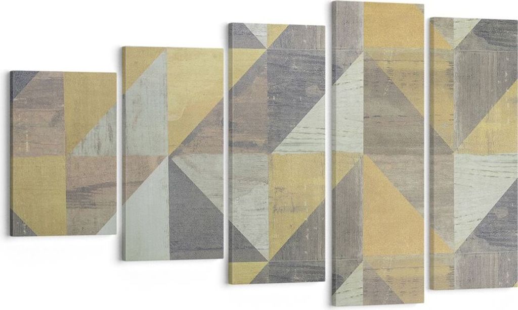 Bild auf Leinwand - Leinwandbild - 5 Teile - Abstraktion Geometrisch Dreiecke - 100x60cm - Wand Bild - Wanddeko - Wandbilder - Leinwanddruck - Bild...