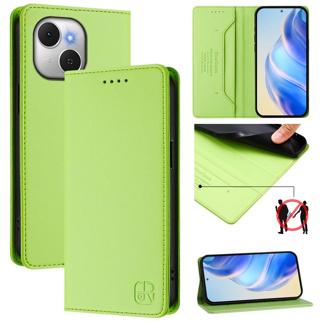 Lederhülle für Tecno Spark 40C Hülle Flip Brieftasche Kartenfächern Ständer Schutzhülle Grün