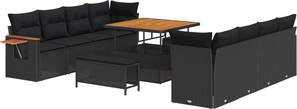 "SALE 2026"Garten-Sofa-Set - Outdoor-Lounge-Set - mit Kissen mit Speicher Schwarz Poly Rattan - Gartengarnitur - Gartensofas DE5495600