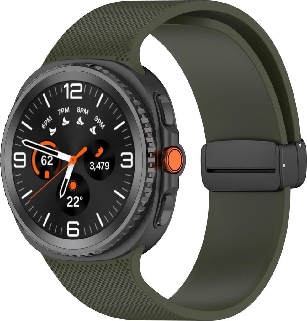 Silikon Armband mit Magnetverschluss für Samsung Galaxy Watch 8 / 8 Classic Karo Design Dunkelgrün