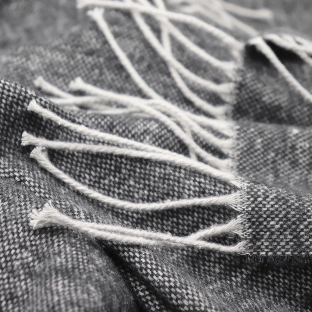 Biederlack Structures Plaid Gris Anthracite 130x170 cm de Qualité