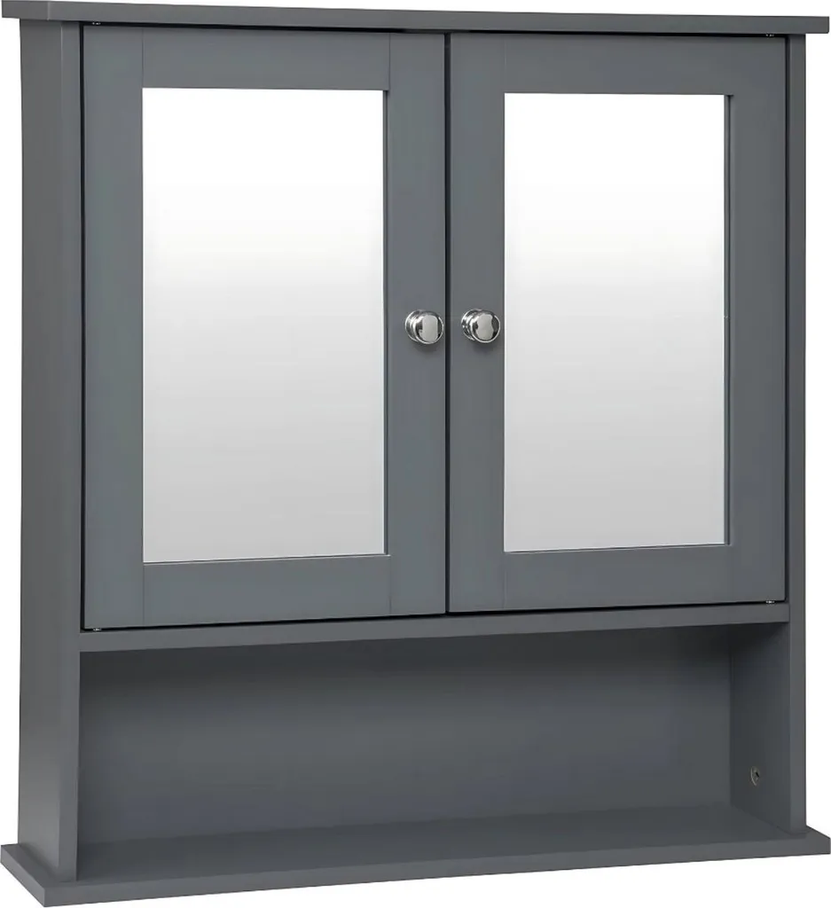 Mobile Bagno Sospeso Happiq con Specchio e 3 Ripiani in MDF 56cm