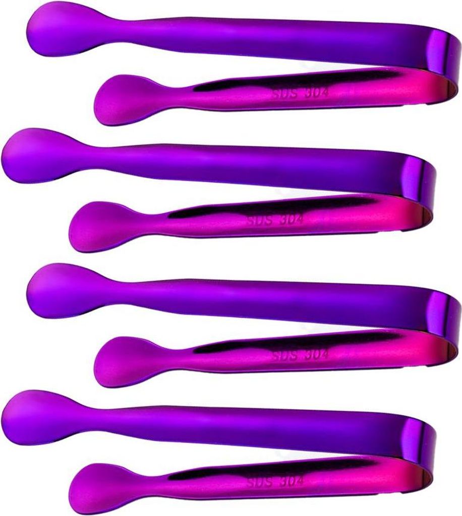 Mini-Servierzangen, Zuckerwürfelzangen, Vorspeisenzangen, 4er-Set