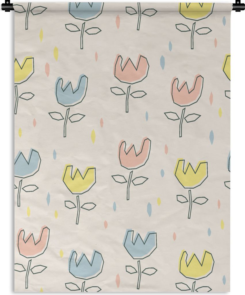 MuchoWow Wandteppich Wandbehang Blumen - Pastell - Geburt 90x120 cm Tapisserie Dekoration Wandtuch - Wanddeko