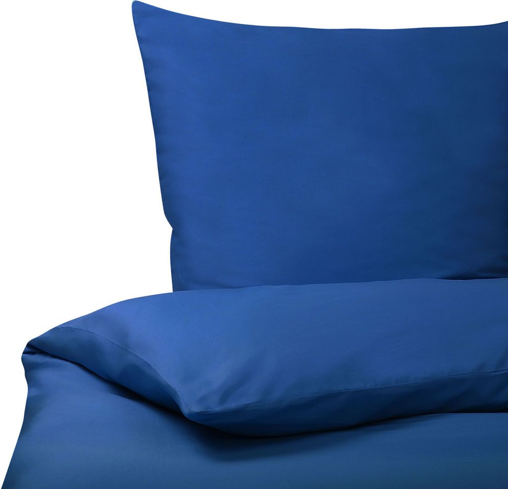 BELIANI Bettwäsche Set Blau einfarbig Baumwolle 3-teilig Überlänge für Doppelbett 200x220 cm 2 Kopfkissenbezüge und Deckenbezug mit Knopfversc...