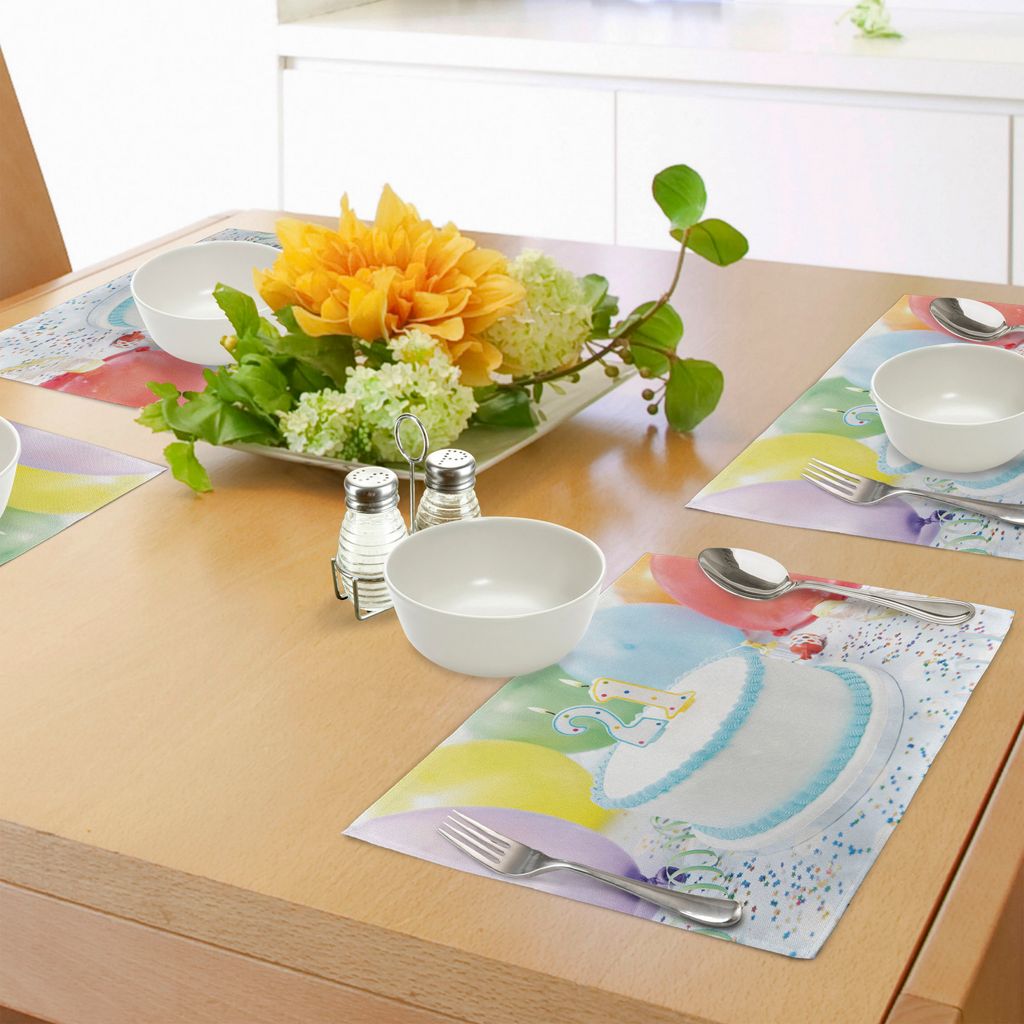 ABAKUHAUS 21. Geburtstag Platzmatten, Legales Alter von USA 21 Partei-Kuchen mit Buntem Ballon-Bild-Druck, Tiscjdeco aus Farbfesten Stoff für das ...