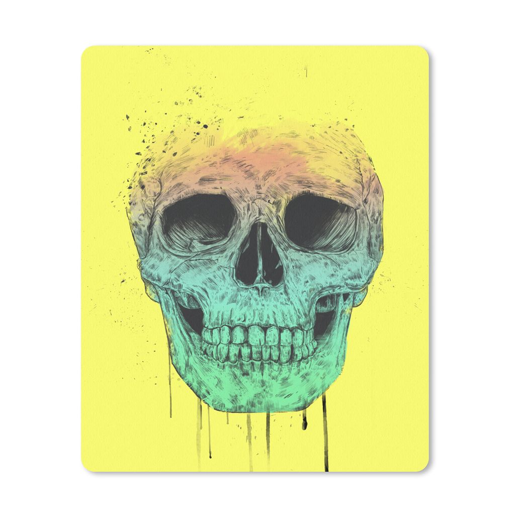 MuchoWow Mauspad Mousepad Totenkopf - Blau - Gelb - Abstrakt - Totenkopf 19x23 cm - Mousepads - Maus Mat - Pad - Mausunterlage - Mauspads - Spielen