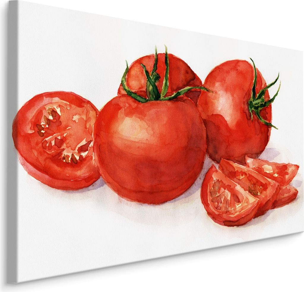 Fabelhafte Canvas LEINWAND BILDER 90x60 cm XXL Kunstdruck Gemüse Tomaten Aquarell