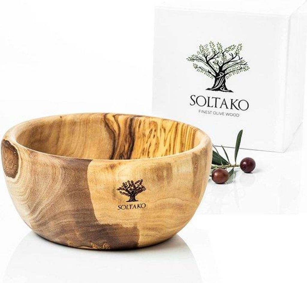 Holz Buddha-Bowl für Müsli, Salat, Frühstück, Dessert und Eis Ø Durchmesser: ca. 14 cm, Höhe: ca. 7,5 cm, Handwerk